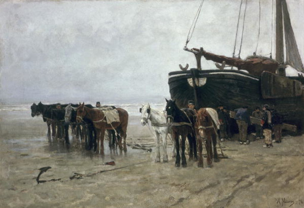 Detail of Boat on the Beach at Scheveningen, 1876 by Anton Mauve