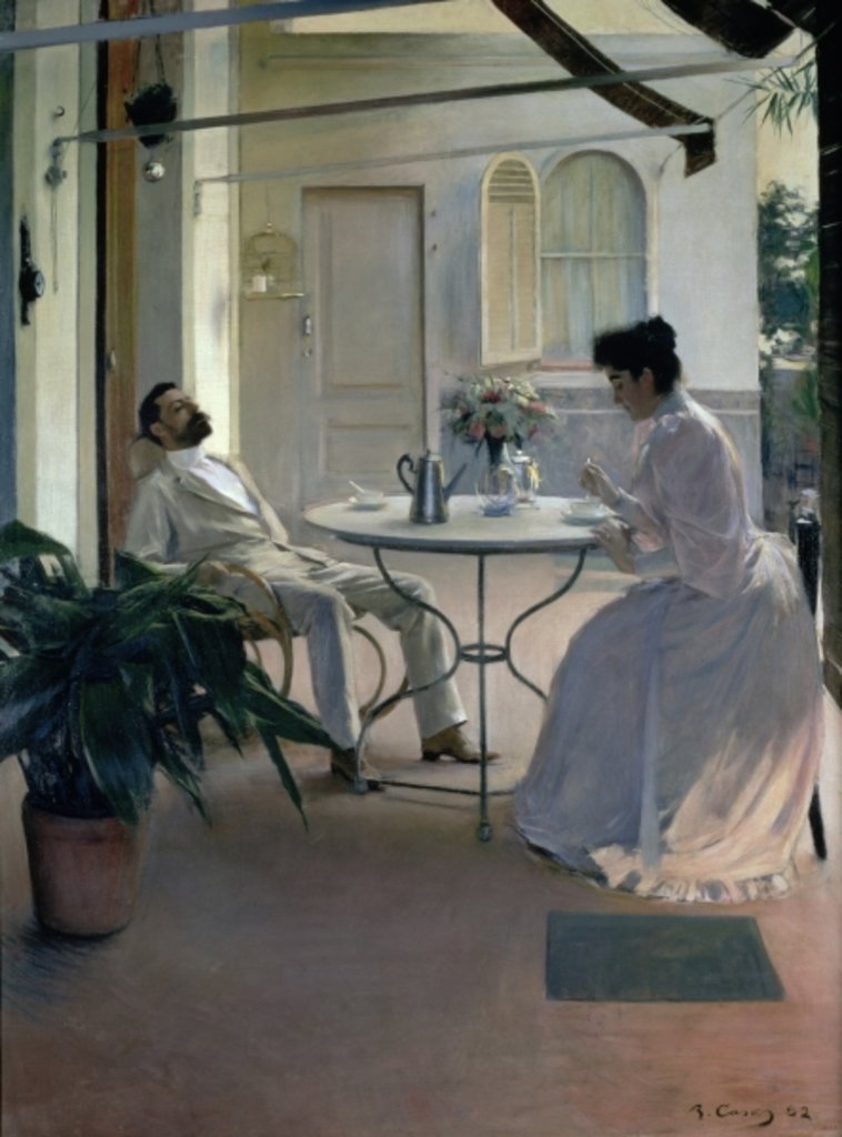 Detail of Open Air Interior, Barcelona, 1892 by Ramon Casas i Carbo