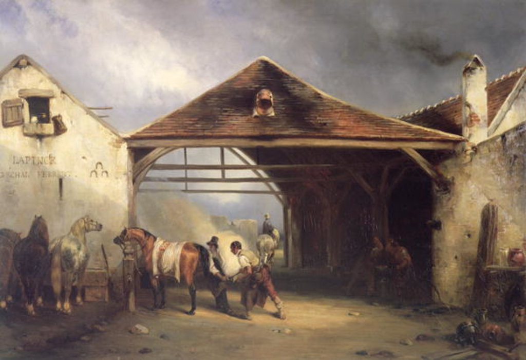 Detail of A Farrier shoeing a Horse by Francois-Emile de Lansac