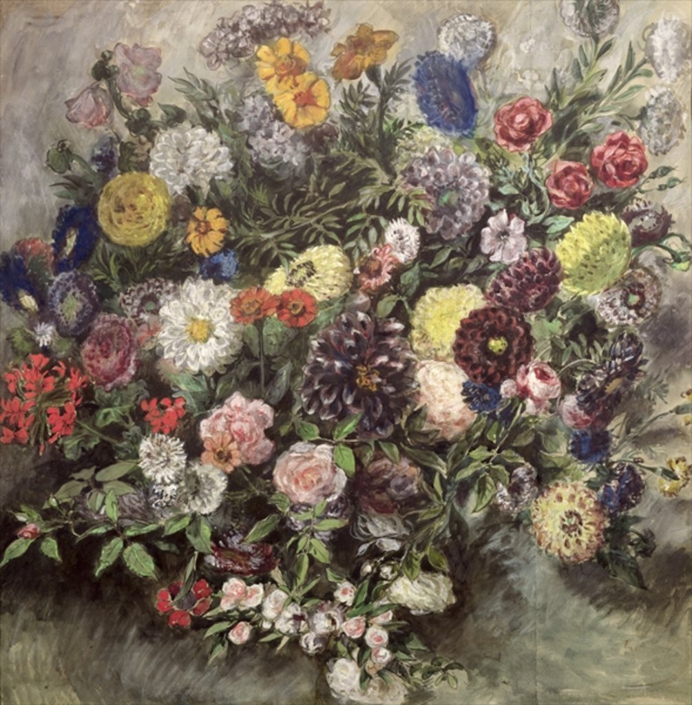 Detail of Bouquet of Flowers by Ferdinand Victor Eugene Delacroix