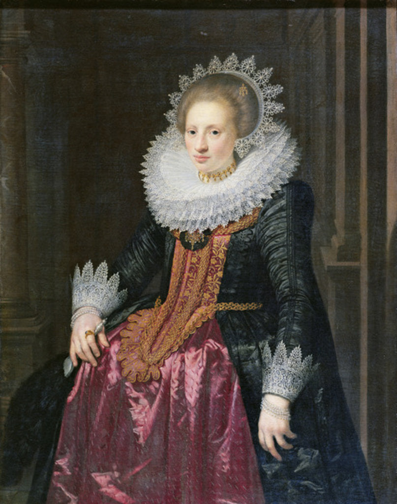 Detail of Madame Vrijdags van Vollehoven, 1620 by Jan Anthonisz. van Ravesteyn