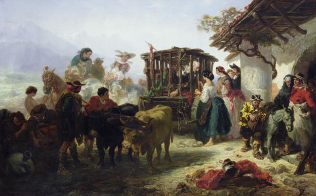 Detail of Don Quixote in a Cage by Celestin Francois Nanteuil