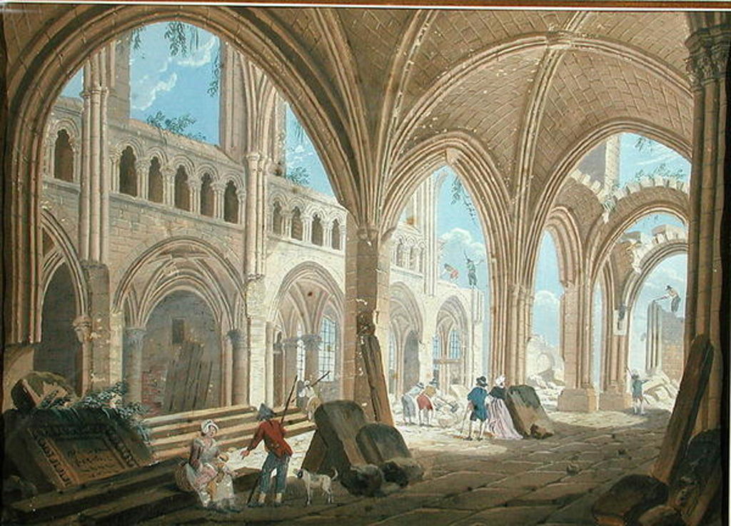 Detail of Demolition of the Church of Saint-Jean-en-Greve, c.1800 by Pierre Antoine Demachy