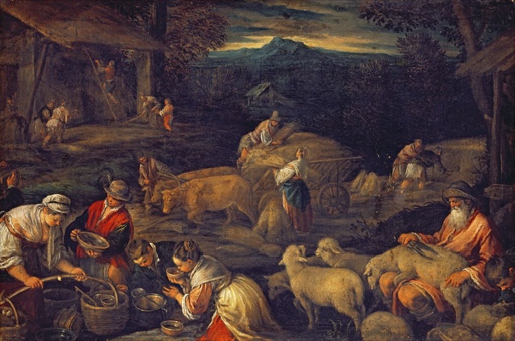 Detail of Farm Interior or Shearing Sheep by Jacopo Bassano