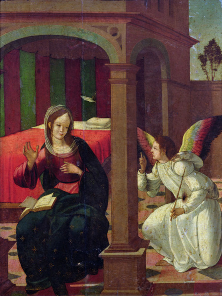 Detail of The Annunciation by Master of the Manchester Madonna