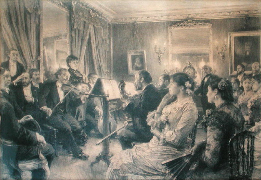 Detail of The Quartet or The Musical Evening at the House of Amaury Duval, 1881 by Leon Augustin Lhermitte