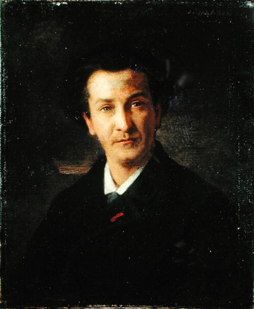 Detail of Portrait of Francois Coppee by Jules Emmanuel Valadon