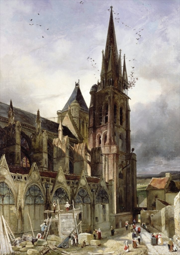 Detail of Restoring the Abbey Church of St. Denis in 1833 by Adrien Dauzats