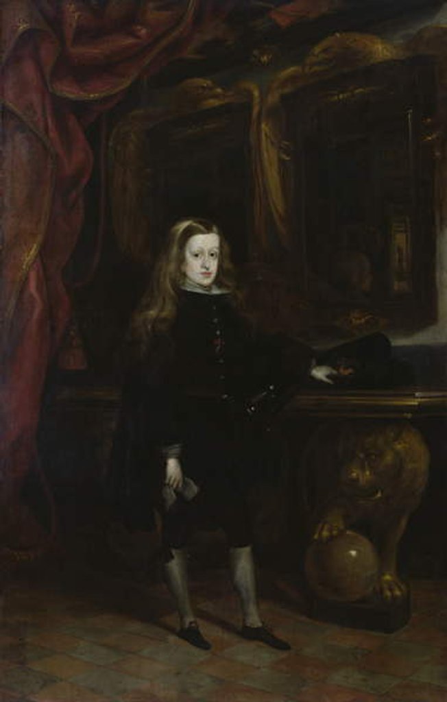 Detail of Portrait of Charles II of Habsbourg aged 12, 1673-85 by Don Juan Carreno de Miranda