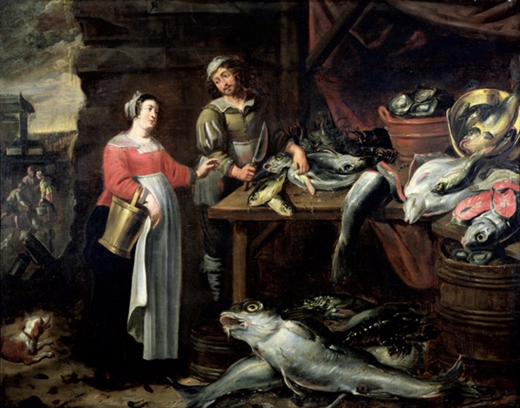 Detail of The Fishmonger by Alexander van Adriaenssen