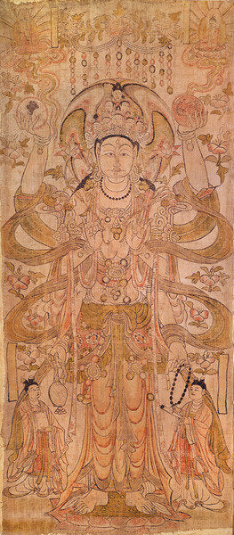 Detail of Avalokiteshvara with nine heads and six arms, from Dunhuang, Gansu Province, Tang Dynasty by Chinese School