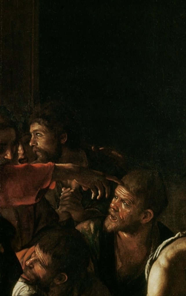 Detail of Resurrection of Lazarus by Michelangelo Merisi da Caravaggio