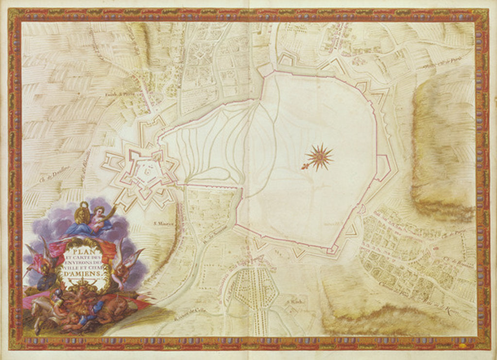 Detail of Ms. 988, Vol.3 fol.7 Plan and Map of the town, citadel and surroundings of Amiens by Sebastien Le Prestre de Vauban