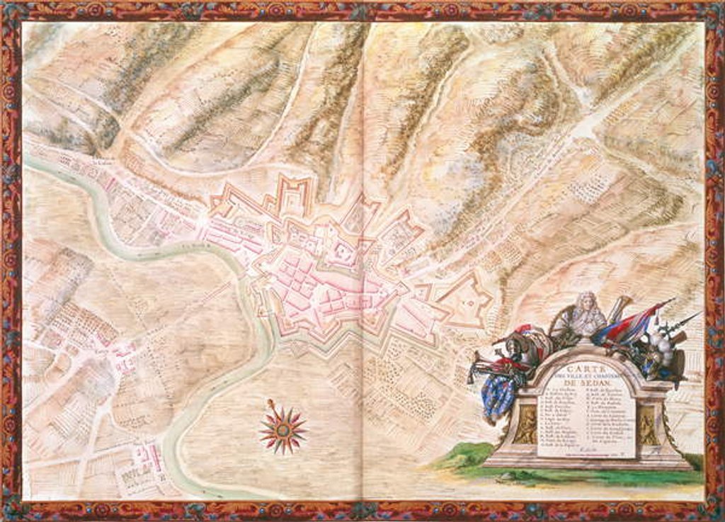 Detail of Ms. 988, Vol.3 fol.16 Plan and Map of the town and castle of Sedan by Sebastien Le Prestre de Vauban