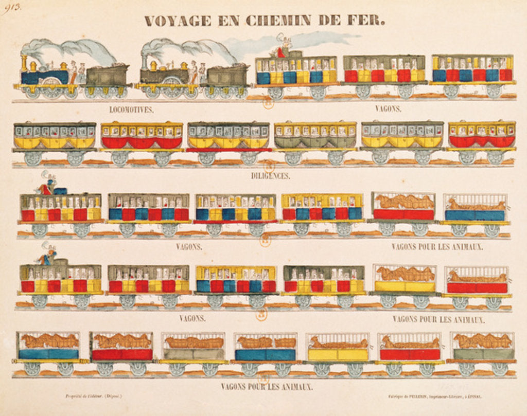 Detail of Rail Travel in 1845 by French School