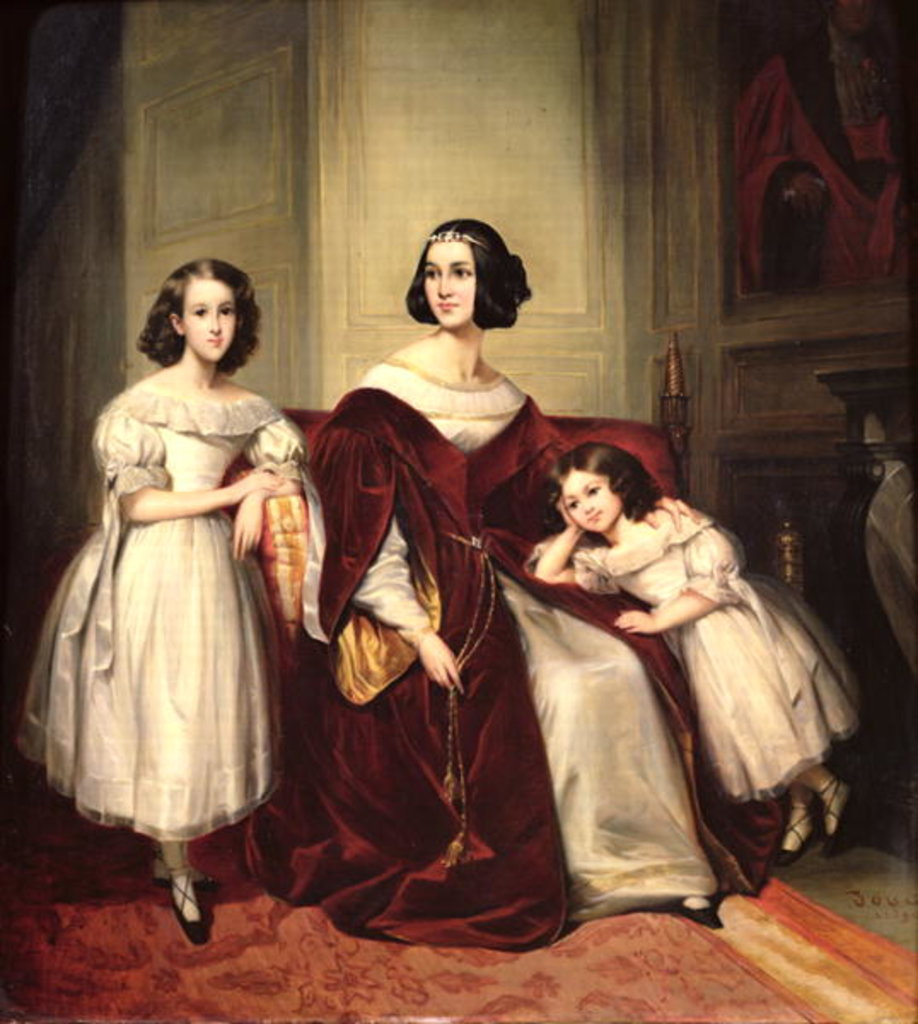 Detail of Madame de Nonjon and her Two Daughters, 1839 by Joseph Nicolas Jouy