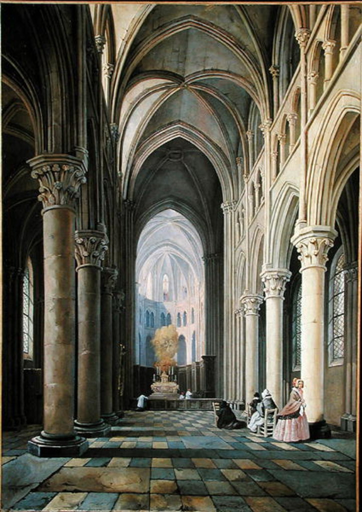 Detail of Interior of a Church by Hippolyte Joseph Cuvelier