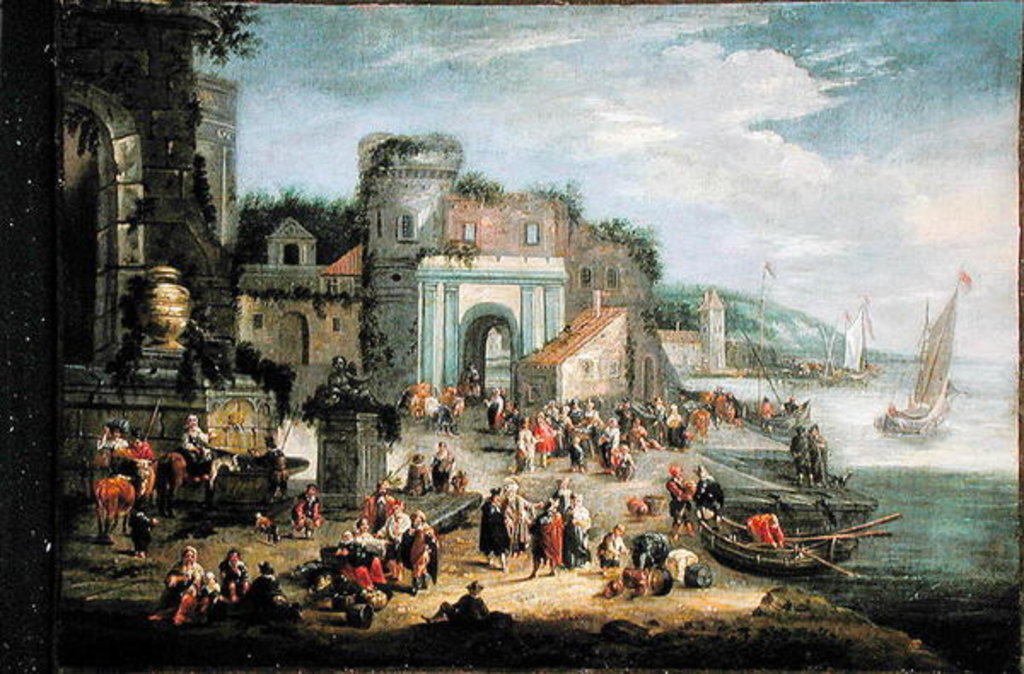 Detail of View of a Mediterranean Port by Mathys Schoevaerdts