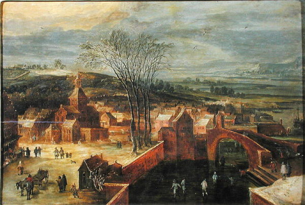 Detail of Landscape with Skaters by J. & Momper J. de (1564-1635) Brueghel