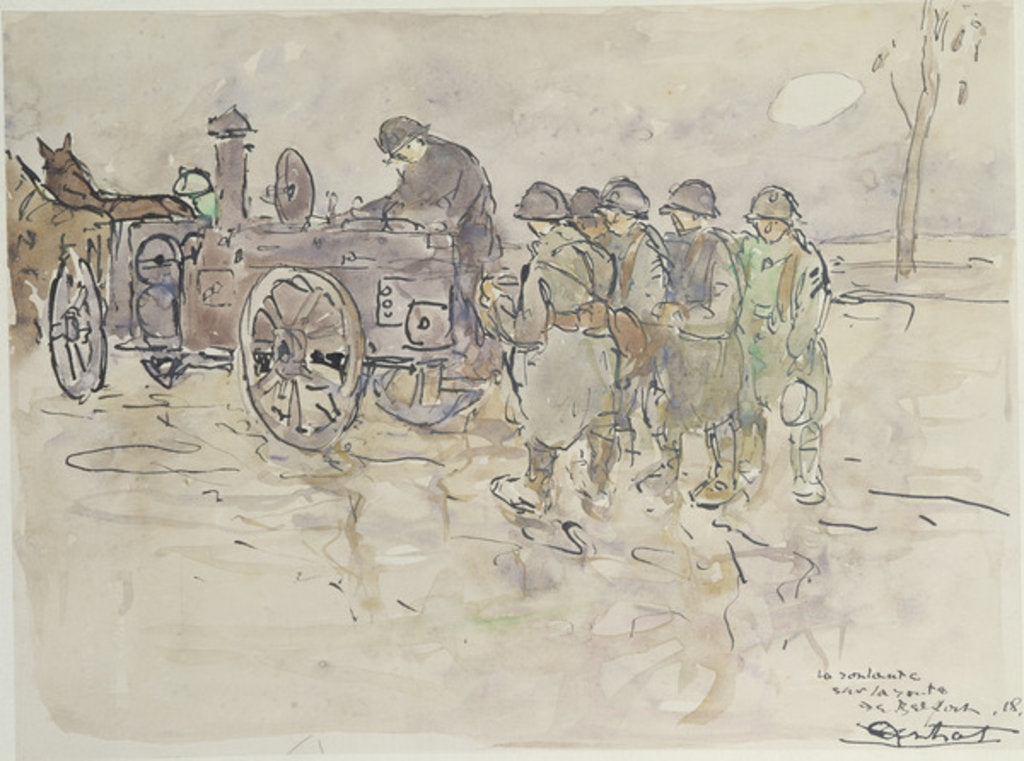 Detail of Field Kitchen on the Road to Belfort, 1918 by Louis Robert Antral