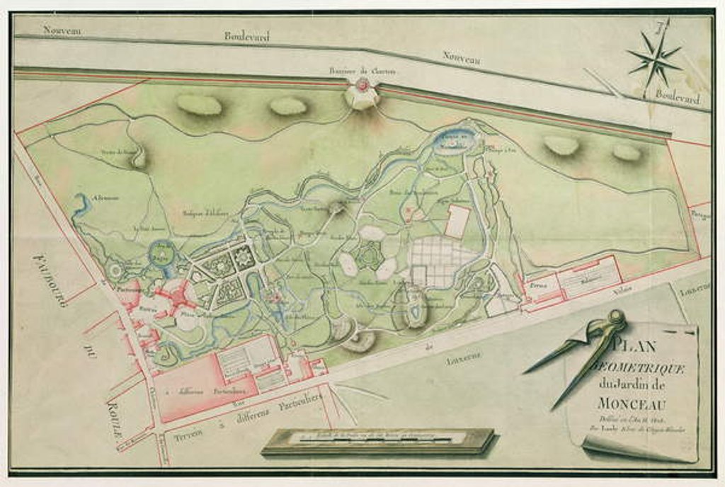 Detail of Plan of the Parc Monceau, 1803 by Lauly
