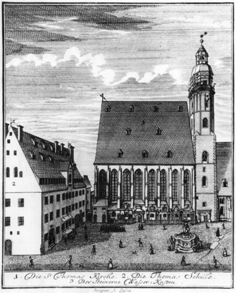 Detail of St. Thomas Church and School in Leipzig, 1723 by Johann Gottfried Krugner