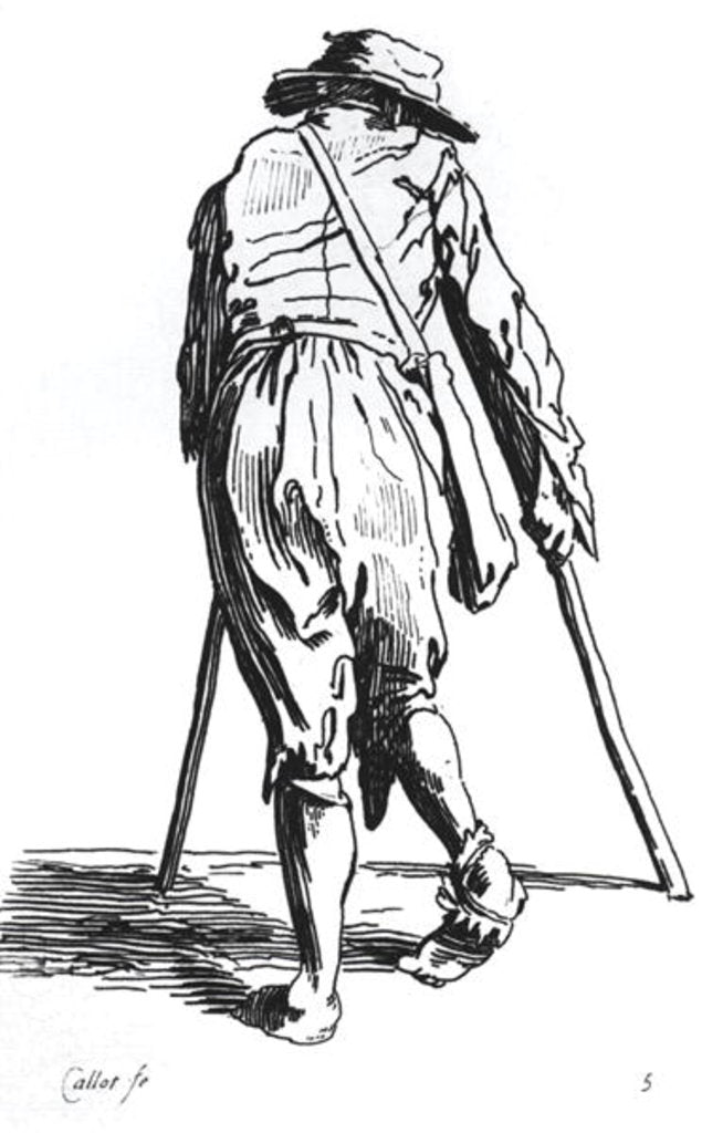 Detail of Beggar on his crutches, from behind by Jacques Callot