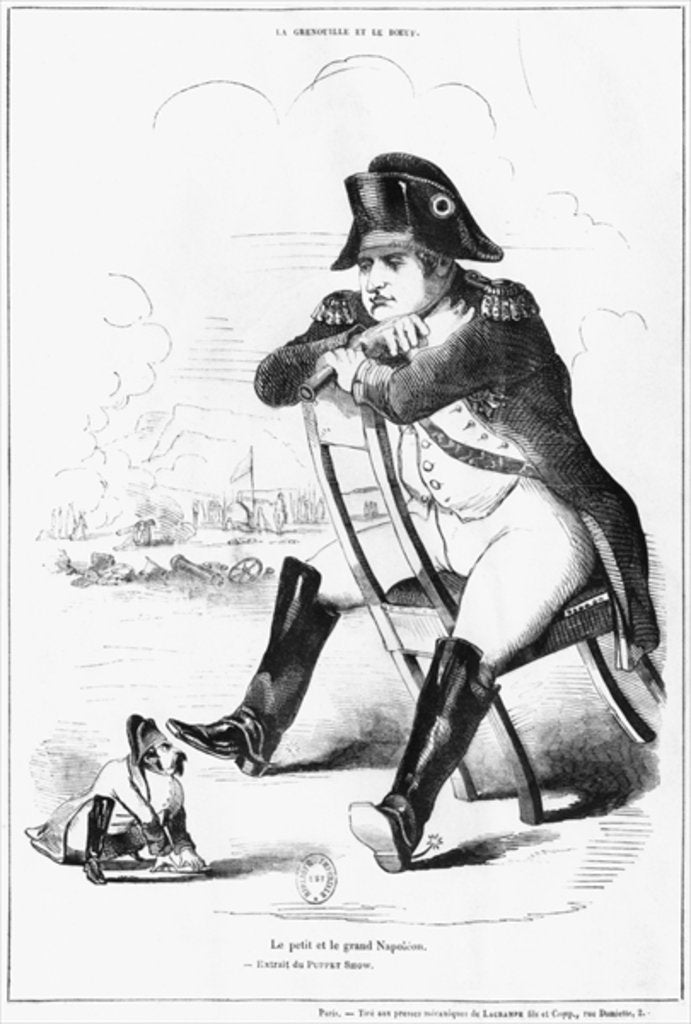 Detail of La Grenouille et le Boeuf : The Small and the Large Napoleon I, caricature from 'The Puppet Show' by French School