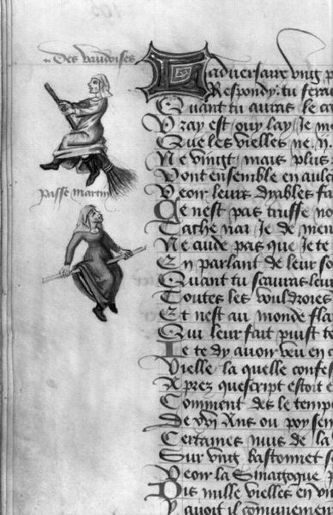 Detail of Ms Fr 12476 fol.105v Two witches from 'Le Champion des Dames' by Martin le Franc 1451 by French School