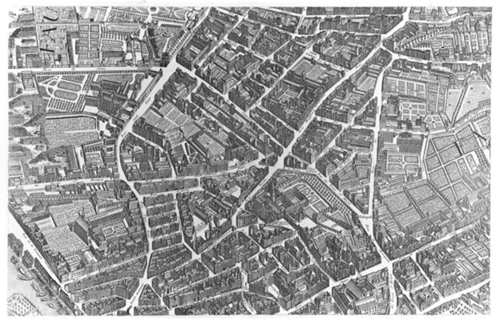 Detail of Plan of Paris, known as the 'Plan de Turgot', pl.7 engraved by Claude Lucas, 1734-39 by Louis Bretez