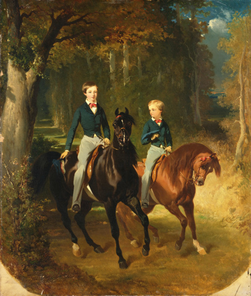 Detail of Louis-Philippe d'Orleans Comte de Paris and his Brother, Robert d'Orleans Duc de Chartres in the Parc de Claremont, c.1849 by Alfred Dedreux