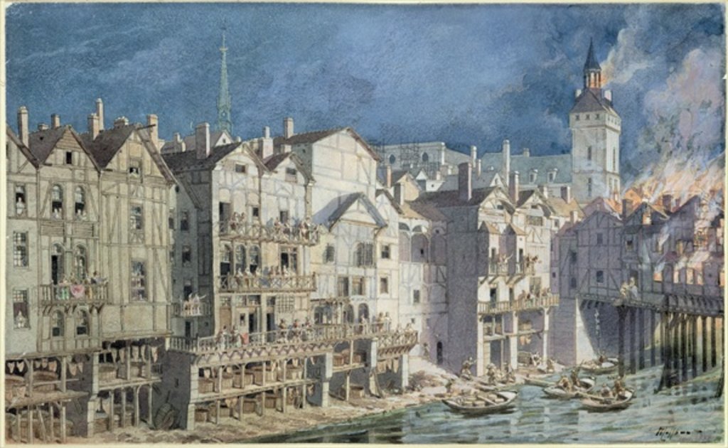 Detail of Fire at the Pont aux Meuniers in 1621 by Theodor Josef Hubert Hoffbauer