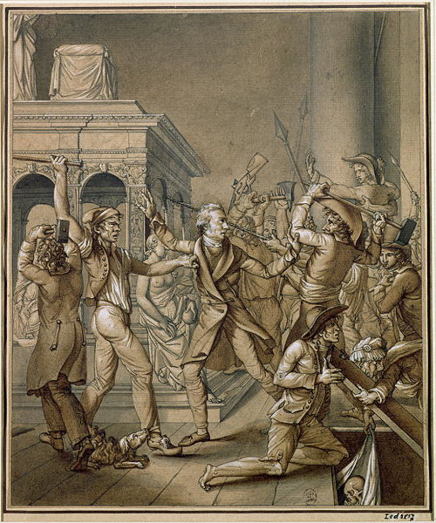 Detail of Alexandre Lenoir opposing the destruction of the royal tombs of the French monarchy in the Church of Saint-Denis by Pierre Joseph Lafontaine