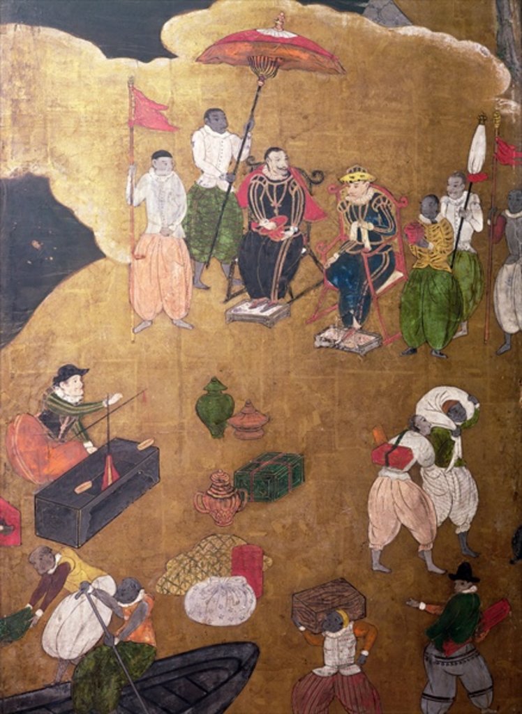 Detail of The Arrival of the Portuguese in Japan by School Japanese