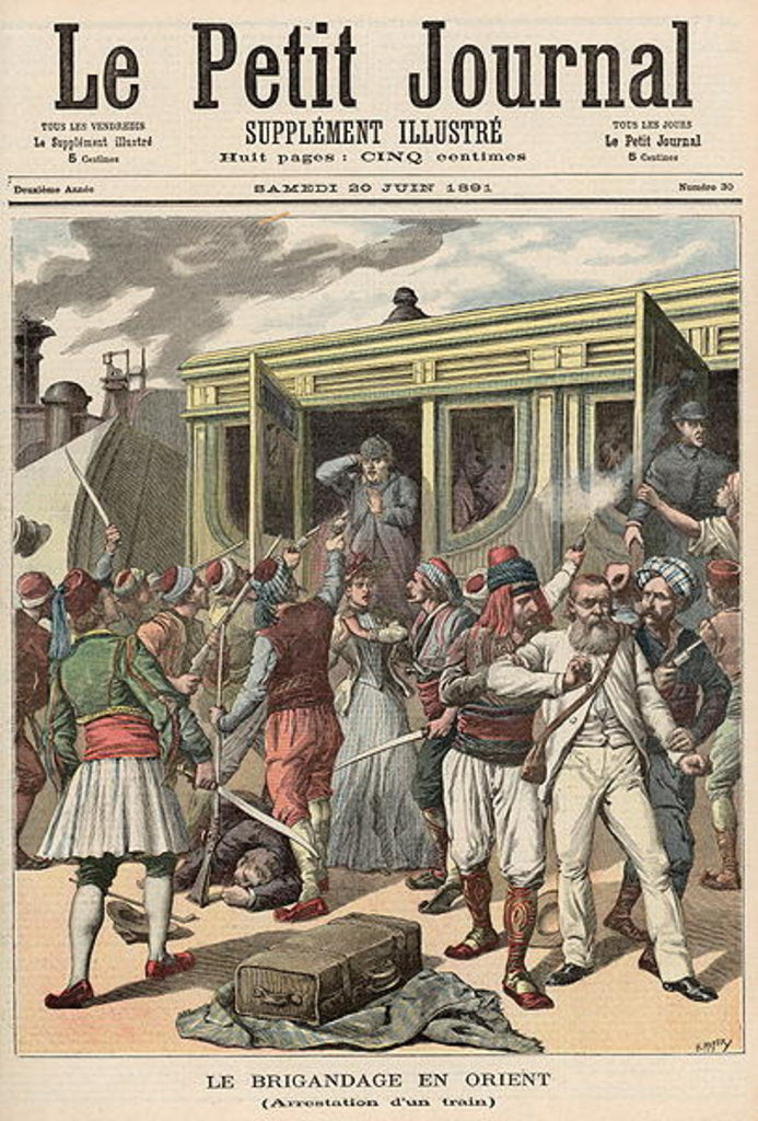 Detail of Bandits in the Orient: Arrests on a Train by Henri Meyer