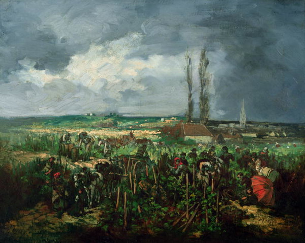 Detail of The Grape Harvest at Argenteuil, 1875 by Rene Charles Louise Debreaux