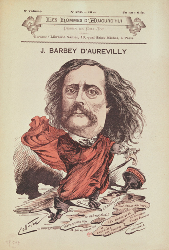 Detail of Jules Barbey d'Aurevilly from the cover of 'Les Hommes d'Aujourd'hui' by Coll-Toc