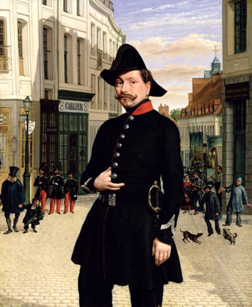 Detail of Portrait of a Police Officer in Douai in 1848 by French School