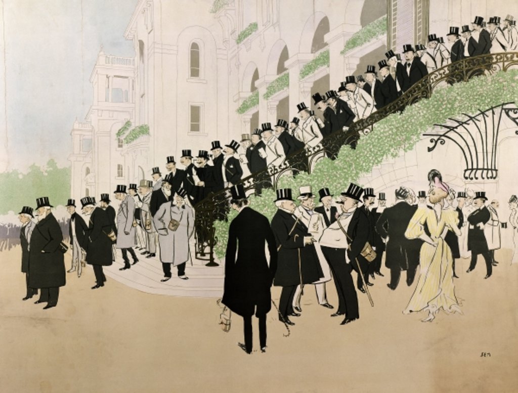 Detail of The Grandstand Staircase at the Longchamp Jockey Club by Sem (1863-1934)