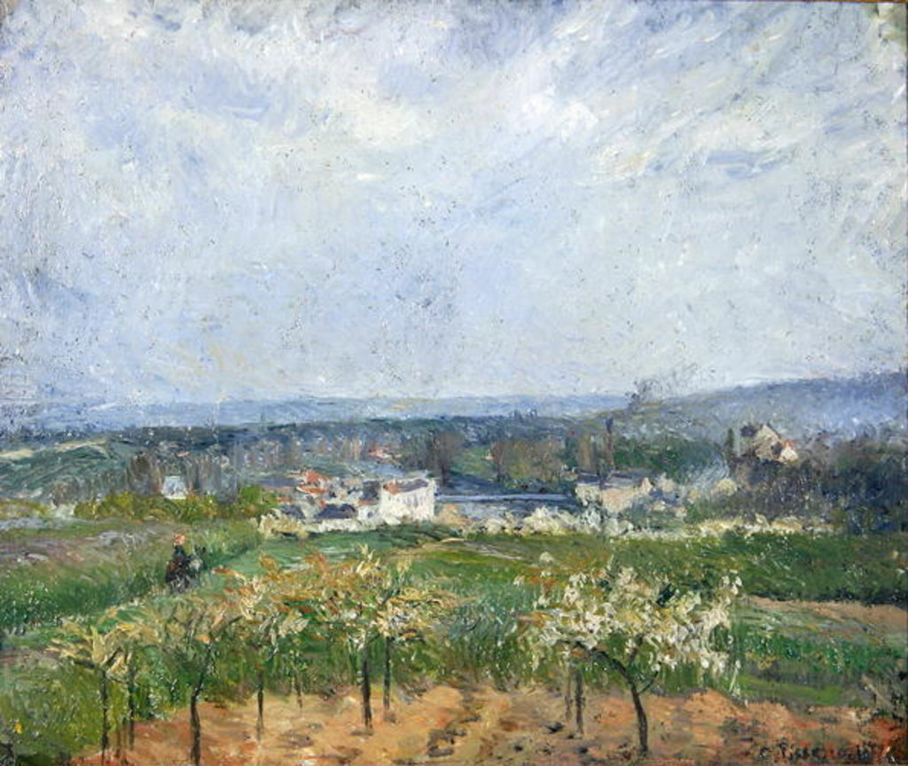 Detail of Landscape in Pontoise, 1877 by Camille Pissarro