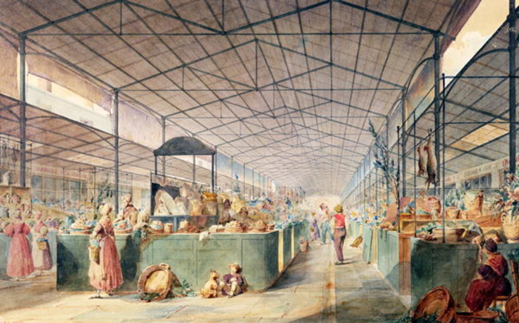 Detail of Interior of Les Halles, 1835 by Max Berthelin