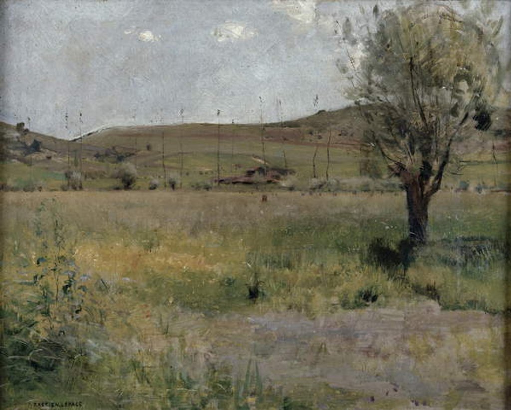 Detail of Summer landscape by Jules Bastien-Lepage