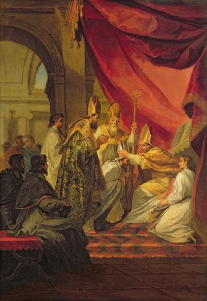 Detail of St. Augustine ordained as the Bishop of Hippo, study for the decoration in the Invalides, 1702 by Louis de the Younger Boulogne