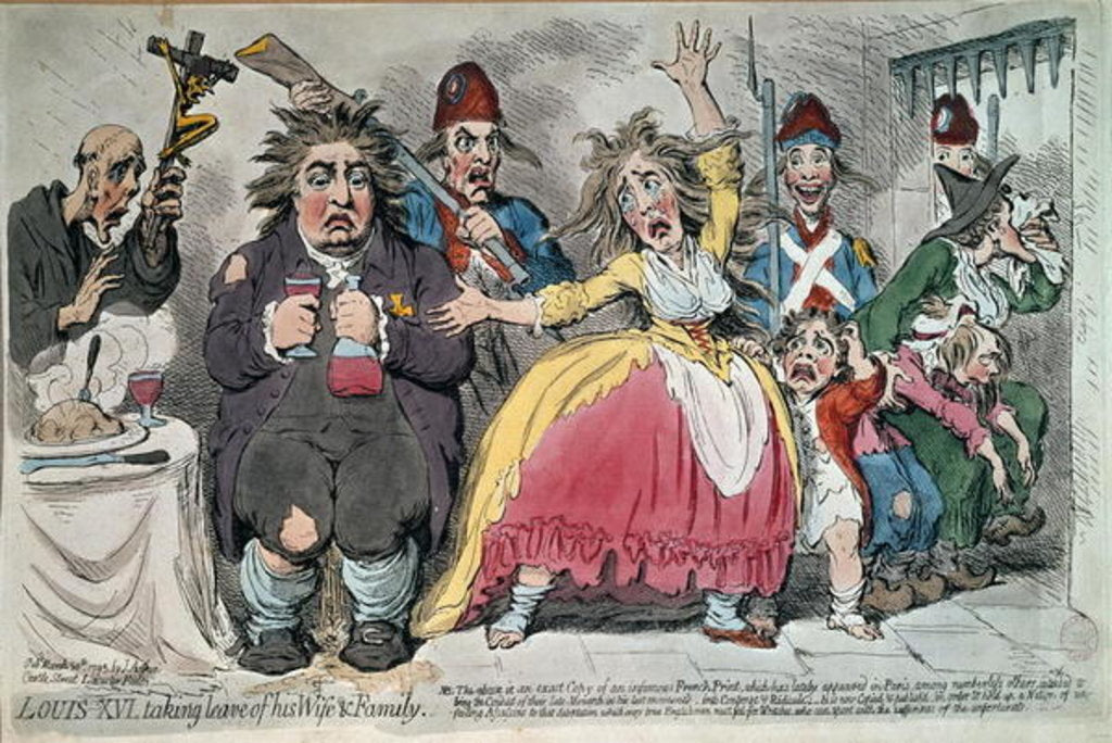 Detail of Louis XVI Taking Leave of his Wife and Family, 1793 by James Gillray