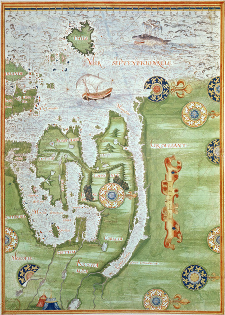 Detail of Fol.10v Map of Scandinavia and Northern Russia by Guillaume Le Testu