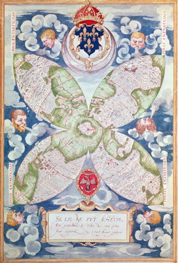 Detail of Fol.7v Map of the North Pole by Guillaume Le Testu