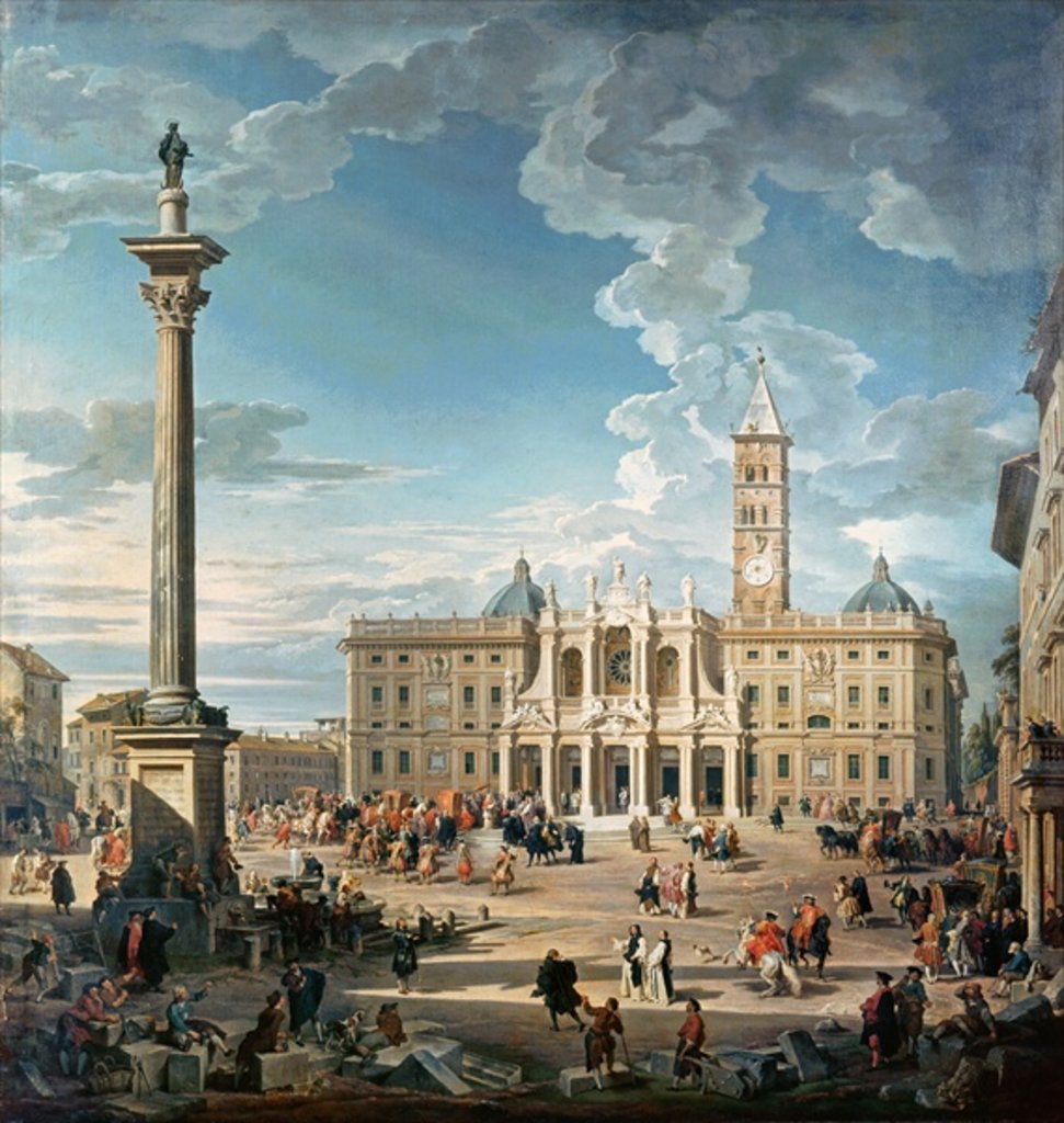 Detail of The Piazza Santa Maria Maggiore, 1752 by Giovanni Paolo Pannini or Panini