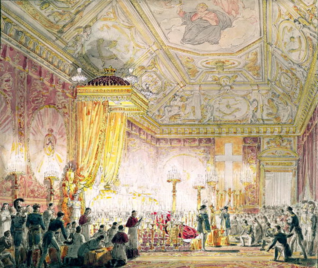 Detail of The Chapel of Rest of Louis XVIII at the Tuileries by Jean-Baptiste Isabey