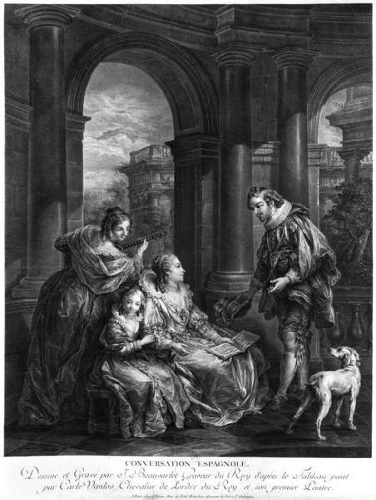 Detail of Spanish conversation by Jacques Firmin Beauvarlet