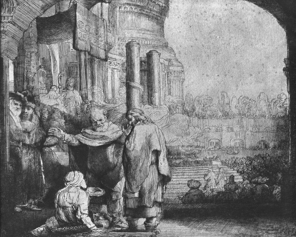 Detail of St. Peter and St. John at the Entrance to the Temple, 1649 by Rembrandt Harmensz. van Rijn